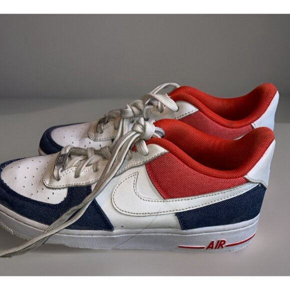 Nike Air Force 1 Low GS USA Denim White Blue Red - Picture 4 of 9